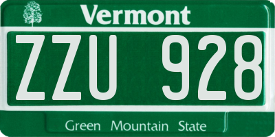 VT license plate ZZU928