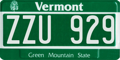 VT license plate ZZU929