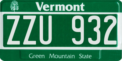 VT license plate ZZU932