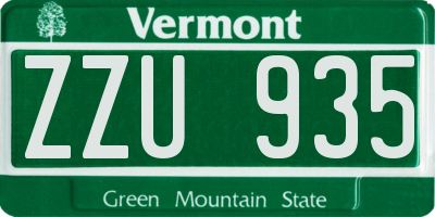 VT license plate ZZU935