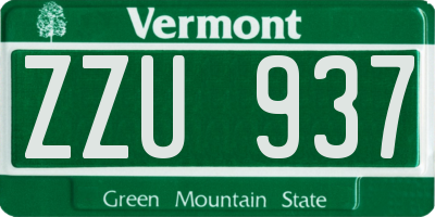 VT license plate ZZU937