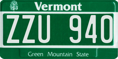VT license plate ZZU940