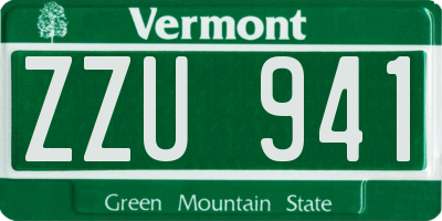 VT license plate ZZU941