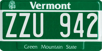 VT license plate ZZU942