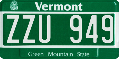 VT license plate ZZU949