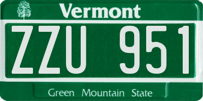 VT license plate ZZU951