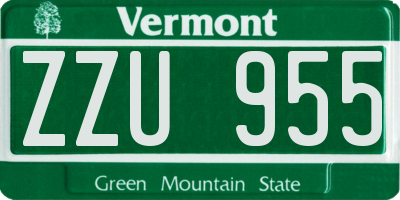 VT license plate ZZU955