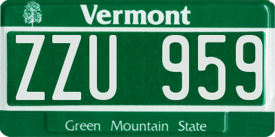 VT license plate ZZU959
