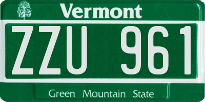 VT license plate ZZU961
