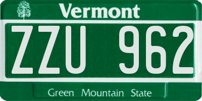 VT license plate ZZU962
