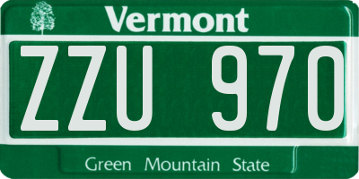 VT license plate ZZU970