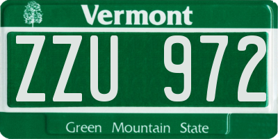 VT license plate ZZU972
