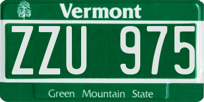 VT license plate ZZU975