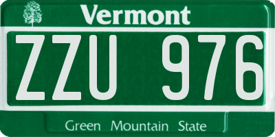 VT license plate ZZU976