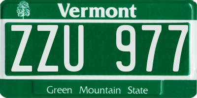 VT license plate ZZU977