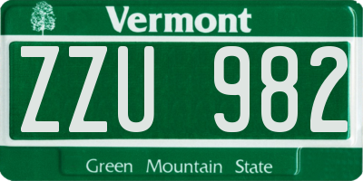 VT license plate ZZU982