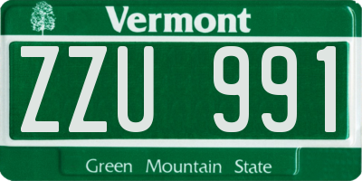 VT license plate ZZU991