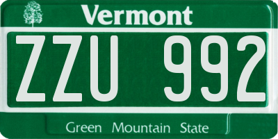 VT license plate ZZU992