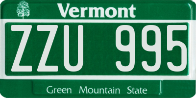 VT license plate ZZU995