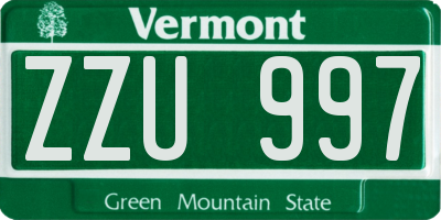 VT license plate ZZU997