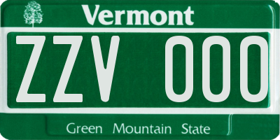 VT license plate ZZV000