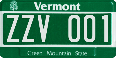 VT license plate ZZV001