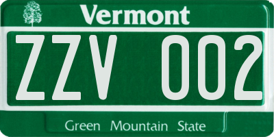 VT license plate ZZV002