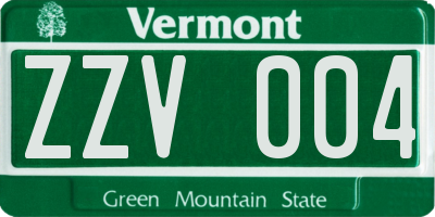 VT license plate ZZV004