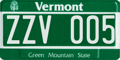 VT license plate ZZV005