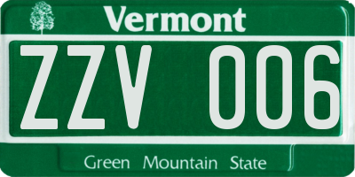 VT license plate ZZV006