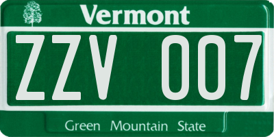 VT license plate ZZV007