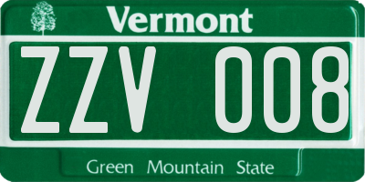 VT license plate ZZV008