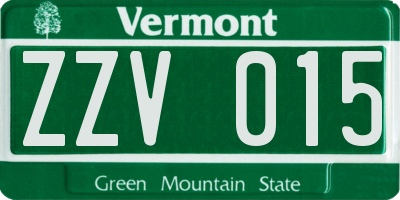 VT license plate ZZV015