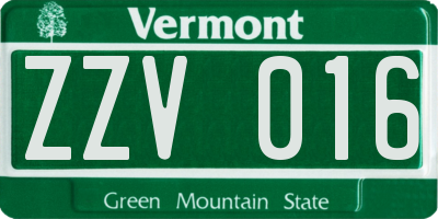 VT license plate ZZV016