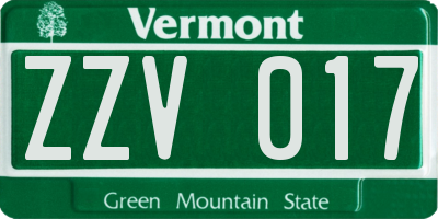 VT license plate ZZV017