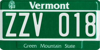 VT license plate ZZV018