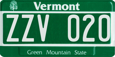VT license plate ZZV020