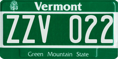VT license plate ZZV022