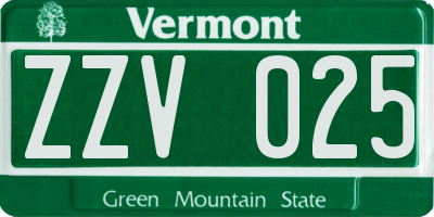 VT license plate ZZV025