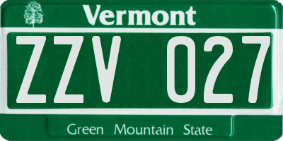 VT license plate ZZV027