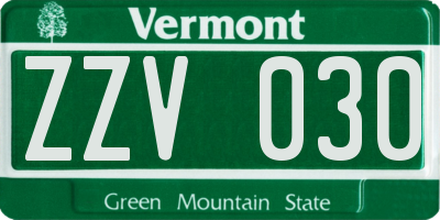 VT license plate ZZV030
