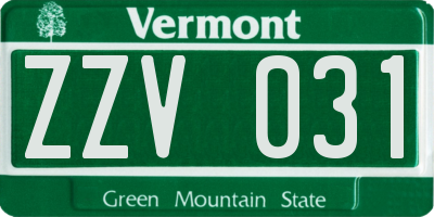 VT license plate ZZV031