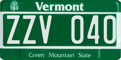 VT license plate ZZV040