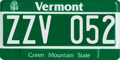 VT license plate ZZV052