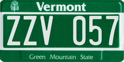 VT license plate ZZV057