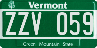 VT license plate ZZV059