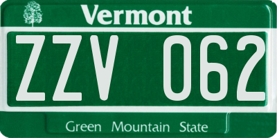 VT license plate ZZV062