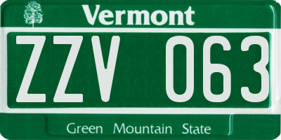 VT license plate ZZV063