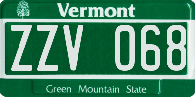 VT license plate ZZV068