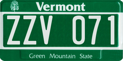 VT license plate ZZV071